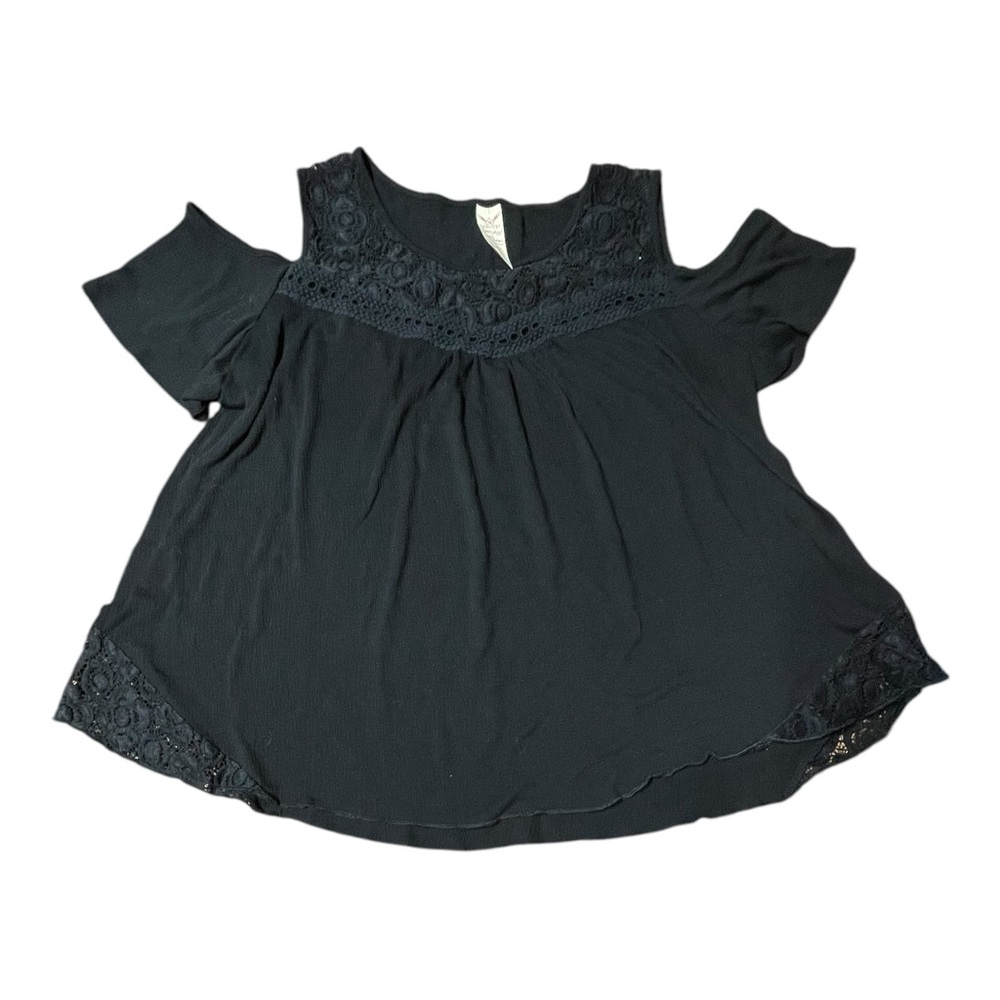 Elegant Black Lace Cold Shoulder Top